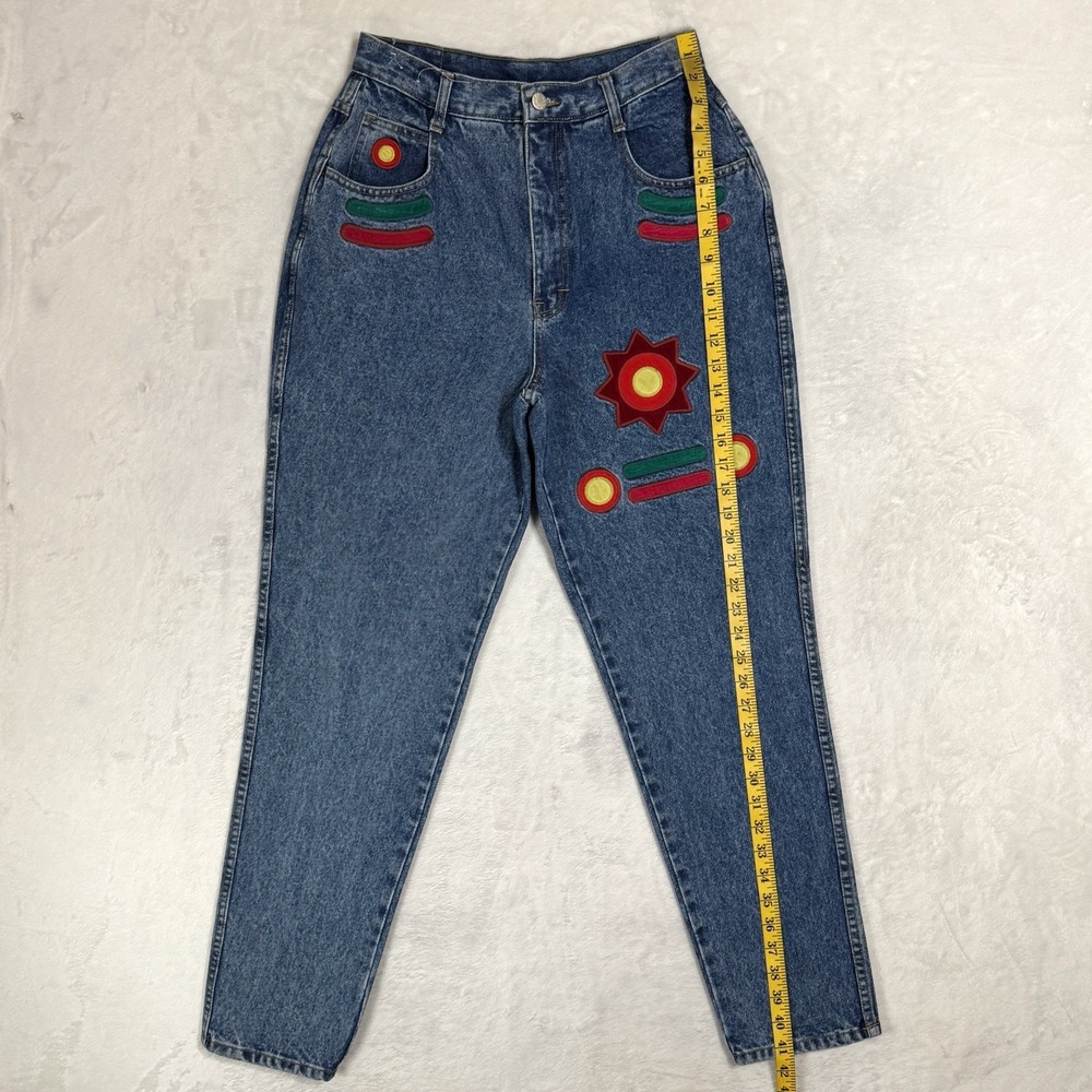Vintage Embroidered High Waist Mom Jeans 13/14 Size 4 6 28 Festival Hippie Boho - Picture 15 of 16